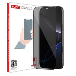 POPIO Privacy Tempered Glass Compatible for iPhone 16 Pro Max (Black) Edge to Edge Coverage with Easy Installation kit image 1
