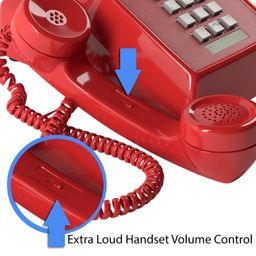 Home Intuition Amplified Single Line Corded Desk Telephone with Extra Loud Ringer, Red image 3