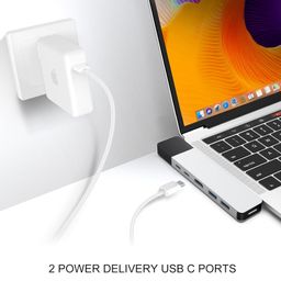 hyper HyperDrive USB C Hub, Dual Type C Hub Adapter for MacBook Pro 2017/2016 13" 15", 6in2 Multi-Port Thunderbolt USB-C Dongle w Gigabit Ethernet, 40Gb/s C-USB 100W, 5Gb/s Type-C w 60W PD, 4K HDMI image 5