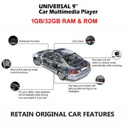 audio wheels Double Din Car Stereo 9" 1G+32G Android 12 Multimedia BT Player Touchscreen with Mirror Link Split Screen GPS Navigation WiFi USB + LED Rear View Camera+GPS Antenna+Microphone (9 INCH) image 4