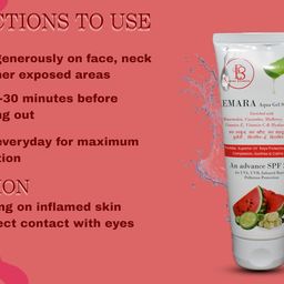 emara botanics EMARA Aqua Gel Sunscreen SPF 50+, Watermelon and Cucumber, with Vitamins and Hyaluronic Acid image 5