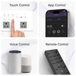 IOTICS Smart Wifi Switch Board: 6 x Switch, 2 Fan & 2 Smart Plug Module. Touch Control, Remote, App Control. Voice Control with Alexa & Assistant. Smart Touch Switch Board For Home Automation (White) image 2