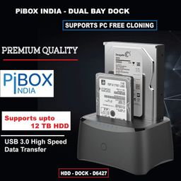 pibox india PiBOX India, Dual Bay USB 3.0 to SATA I, II, III Hard Drive Docking Station Upto 12TB for 2.5 or 3.5in HDD, SSD with Hard Drive Duplicator Offline Clone and Auto Sleep and UASP - Top-Loading Design image 3