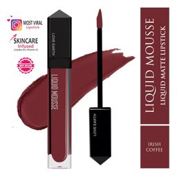 Love Earth Liquid Mousse Lipstick - Irish Coffee Matte Finish | Lightweight, Non-Sticky, Non-Drying,Transferproof, Waterproof | Lasts Up To 12 Hours With Vitamin E And Jojoba Oil - 6Ml image 2