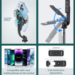 subton basics Long Selfie Stick Big Tripod with Wireless Bluetooth Selfie Remote|Compatible with All Smartphones for YouTube Vlogging Reels (172cm Selfie Stick) image 3
