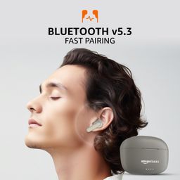 amazon basics TWS in-Ear Earbuds (AB-A8) with Fast Charging up to 50 Hours of Playtime | Dual 10mm Driver | IPX4 Water-Resistance | Bluetooth 5.3 | Charging Case with Mic | Touch Control (Beige) image 4