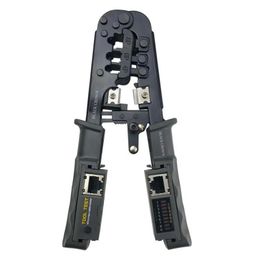 BLACK CROWN 8P 6P 4P All in One Cable Tester Crimper for RJ45 RJ12 RJ11 Modular Plugs Network Connectors Strip Cut Test and Crimp Tool.(Black) image 1