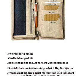 dacto2pick Passport Holder Wallet with Multiple Hidden Compartments and Chain Pocket for Coins, Cash, USB, and Sim Ejector - Sleek and Stylish Design for Secure and Easy Travel Beige Colour image 2