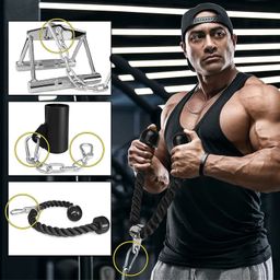 KMT Combo of S Lock for Combo LAT Pull Down Attachment - Cable Machine Accessories for Home Gym with Multi Option: V-Handle, Tricep Rope, D-Handle, V-Shaped Bar, Curl Bar image 5
