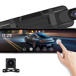 CAMFIRE DVR Dash Cam Full HD Front & Rear Reverse Camera 10" IPS Touch Screen Night Vision 170° Wide Angle Loop Recording Camera G-Sensor Parking Monitor Mirror Display Car DVR Cam image 1