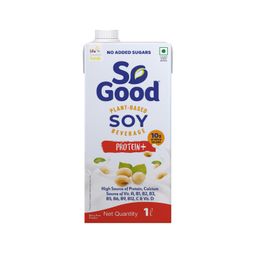 So Good Plant Based Soy Beverage Protein+ 1 L | Plant Protein | Lactose Free | Gluten Free | No Preservatives | Zero Cholesterol | Dairy Free |NON GMO Soybean | Source of Calcium & Vitamins image 1