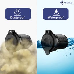 ACUTAS 12V Waterproof Cigarette Lighter Socket USB Charger Socket Adapter Car Power Outlet Socket for Tablets, Cellular Phones- (Black) image 5