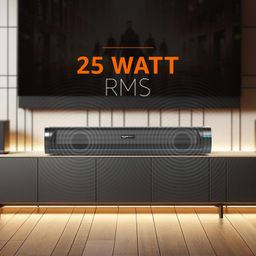 amazon basics SB20R 20W Bluetooth Soundbar with 3600 mAh Battery | 2X Bass | Up to 10 hrs of Playback | Blue LED Lights | Bluetooth 5.3, Aux & USB Connectivity (Black) image 2