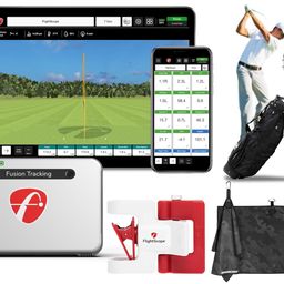 certified brands FlightScope Mevo+ Pro Package GPS Golf Simulator and Launch Monitor with SelfieGolf Phone Clip | 50+ Data Parameters, Multicam, 12 Courses, 17 Ranges, and Games | Indoor and Outdoor Use image 1