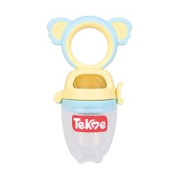 Tekme Silicone Food/Fruit Nibbler with Rotating Roll to Push Food, Baby Fruit Feeder Nibbler for 6 to 12 Months, Pacifier/Feeder/Teether for Baby & Infant (Blue-Yellow) image 1