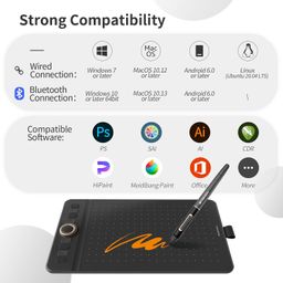 GAOMON Bluetooth Drawing Tablet WH851 8 x 5 inches Graphics Tablet, Digital Art Tablet Supports 16384 Levels, Intuitive Dial with 8 Shortcut Keys Work with Windows & Android & Mac (Grey) image 4
