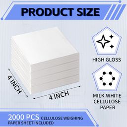 Mooliwe 2000 Pcs Cellulose Weighing Paper Sheet Laboratory Sample Weighing Paper Weigh Papers, Nitrogen Free, Non Absorbing, Non Stick, High Gloss for Scale Measurement Samples Transfer, 4 x 4 Inches image 2