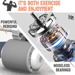 JUKKRE Ab Roller Wheel for Abdominal Exercise and Core Training with 4 Elbow Support, 2023 New Automatic Rebound Abdominal Wheel, Dual Wheel Design, Timer, Knee Pad, Fitness Home Gym Exercise Tool image 4