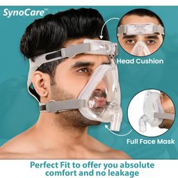 Synocare Cpap Mask Bipap Mask for bipap machine cpap machine for sleep apnea full face mask compatible to all cpap bipap machine with head strap 100% Transparent (SMALL) image 2