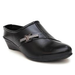 prekanzo Women's Formal Back Open Platform Wedge Heel Slip On Mule Shoes image 1