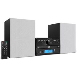 Philco Stereo Shelf Systems Tray Loading CD Player with Digital FM Radio, Bluetooth Streaming, Remote Control in Silver | LCD Display | 3.5mm Headphone Jack | MP3 & AUX Port Compatible | USB Input image 1