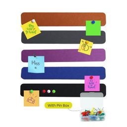 RANUR Self Adhesive Felt Bulletin Bar Strip, Reminder Board with 35pcs Drawing Pins, Lightweight to Do List Board for Wall Soft Board for Study Room, Photos, Schedules, Size 33 X 5 X 1.3 cms (Color) image 1