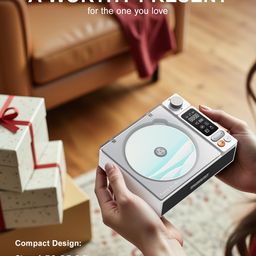 CD Player Portable, TAGBUIO Portable CD Player for Home, 2.4-inch LCD Screen Display with Rechargeable Battery, USB Bluetooth 5.1 AUX Output with Stereo Speakers, Vintage Design for Holiday Present image 5