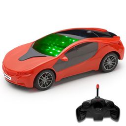 Gooyo 6328-4 Battery Operated 3D Lights Famous Remote Control High Speed Racing Car Toy for Kids | Red Color, Power Source: 3xAA Battery in Car & 2xAA Battery in Remote Controller (Not Included) image 1