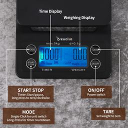 Brewalsa Coffee Scale with Timer Bean Measuring scale Blue edition - Battery Operated - Multi-Functional Food Scale for V60 Pour Over & Espresso Measures - g,ml,Oz,g/ml upto 3kg image 3