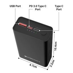 ZEBRONICS EnergiTank 20MR1, Metal Power Bank, 20000 mAh, 22.5W Super Fast Charging PD 3.0 (PPS), Dual Type C & USB Port, LED Indicator, for iPhone, Android, Tablets, Airpods (Midnight) image 3