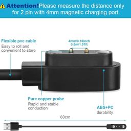 Sounce USB Magnetic Charging Cable for Noise ColorFit Pro 4 / Pro 4 Alpha/Pro 4 Max/Pulse 2 Max/ColorFit Pulse/Pulse Grand/Pulse 3 / ColorFit Ultra/Ultra 3 / Pulse Go Buzz Smartwatches image 2