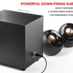 Creative Pebble Plus 2.1 USB-Powered Desktop Speakers with Powerful Down-Firing Subwoofer and Far-Field Drivers, 8W RMS with 16W Peak Power for Computer PCs and Laptops (Black) image 3