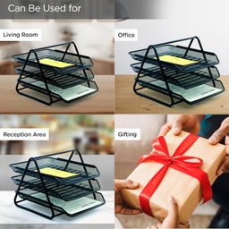 Kuber Industries Countertop 3 Tier Mesh Metal Desk Organiser Files Disk Rack | Letter Tray A4 Paper Documents Holder For Office & Study Table | Easy Assembly Efficient Organizer image 5