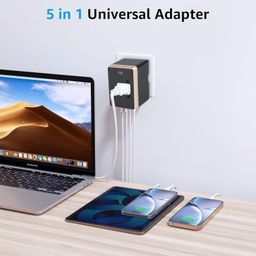 rts Universal Travel Adapter Charger Plug with Type C, International All in One Travel Adapter, Universal Travel Essentials with 2 USB, 2 USB-C 3.4A Universal Adaptor, International Travel Adapter image 3