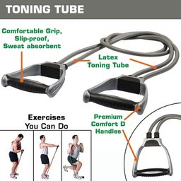 generic RS Combo of Multifunctional foldable Push-Up Board, Double Toning Tube, and Adjustable Hand Gripper (Multicolor) image 2