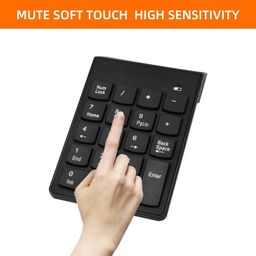 ryzcare Numeric Keypad 18Keys Portable Number Numpad with 2.4G Mini USB Receiver for Laptop Notebook, Desktop, Surface Pro, PC - Black image 4