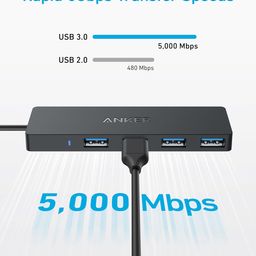Anker USB C Hub, 4 Ports USB 3.0 Data Hub with 5Gbps Data Transfer, 0.7ft Extended Cable[Charging Not Supported], USB C Splitter for Type C MacBook, Mac Pro, iMac, Surface, Flash Drive, Mobile HDD image 3