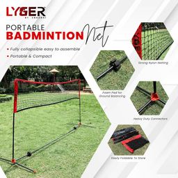 lyger by abnashi LYGER Portable Badminton Net Set for Outdoor Practice with Foldable Poles and Easy Carry Bag, net Included (3 MTR) image 2