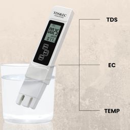 AMPEREUS (3 in 1) Digital Water TDS EC and Temperature Meter, ATC Function, 1ppm Resolution, 0-9990 ppm - White image 3