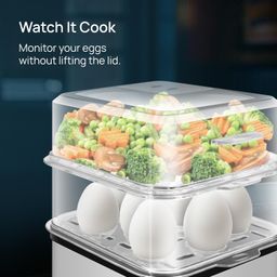 Wipro Elato BE201 4in1 Multicooker 500 Watt - Boils up to 16 Eggs, Steam Rice, Poach Eggs, Cook Vegetables - 3 Boiling Modes, Concurrent Cooking - 2 Year Warranty image 3
