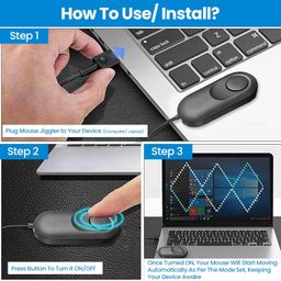 GTS Ultimate Mouse Jiggler For Work From Home - Effortlessly Enhance Work Efficiency With USB Mouse Mover, Auto Clicker Mouse, And Mouse Mover Device | Jiggler Mouse & Auto Click Mouse (Black) image 5