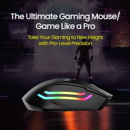 Portronics Vader Wired Gaming Mouse with 6 Buttons, Thumb Support, Adjustable DPI (6400 Max), RGB Light Effects, Ergonomic Design, 1.5 m Long USB Cable for Laptop & PC (Black) image 4
