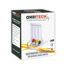 AmbiTech Respiratory 3 Ball Lung Exerciser, Spirometer, Pack of 1, White image 1