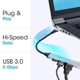 Zebronics 200HB USB 3.0 4 Port hub with Hi Speed Data Transfer, Aluminum + ABS Body, 15cm Cable, Sleek Design and Plug Play Usage image 4