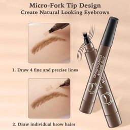 DEETTO 4 Point Eyebrow Pencil Black,Waterproof Microblading Eyebrow Pencil with a Micro-Fork Tip Applicator Creates || Black Fine Sketch Liquid Eye Brow Tattoo Tint Pen (BROWN) image 2