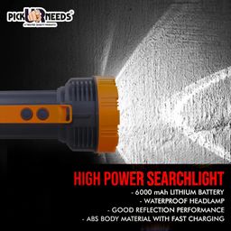 Pick Ur Needs Long Range Power Search Light Emergency Rechargeable100w Bright Waterproof LED Torch Laser (Orange)3000 Lumens image 5