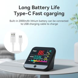 13 in 1 Air Quality Monitor Indoor, with PM1/PM2.5/PM10/Particle Counter/AQI/Humidity/TVOC/Formaldehyde/Temperature Air Quality Tester for Home, Office, Portable Air Quality Tester image 3
