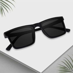 sheomy Unisex Sunglasses Set of 4, Classic Square and Rectangular Frames, Eye Protection, Black and Silver image 4