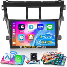 Roinvou [8 Core 6G+128G] for Toyota Yaris Vios 2007-2012 Android Radio with Wireless Carplay Android Auto, 9 Inch IPS Touch Screen Car Stereo, Bluetooth 5.0, 32 EQ, GPS, WiFi, 59UI, SWC image 1
