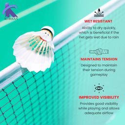 Korbax Nylon Tape Border Beginner Badminton Net for Sports, Training, Practice and Fun, Beginers Net image 3